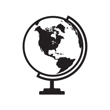 Globe icon with America map - vector illustration