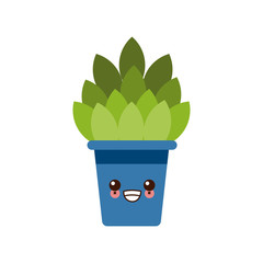 Fototapeta premium Plant in vase cute kawaii cartoon icon vector illustration