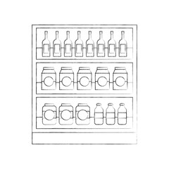 supermarket grocery and store drinks bottles and boxes vector illustration