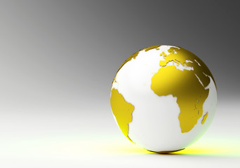 Design concept of the earth, golden continents, horizontal view