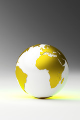 Design concept of the earth, golden continents, vertical view
