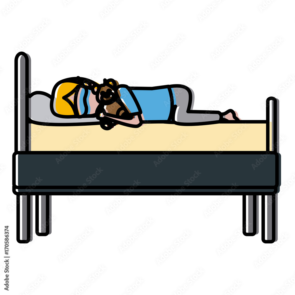 Poster sleeping in bed icon vector illustration graphic design