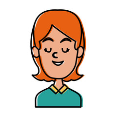 Woman smiling with eyes closed icon vector illustration graphic design