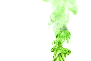 green smoke on a white background,Abstract green smoke swirls over white background, fire smoke