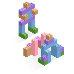 Set of different plastic pieces or constructor