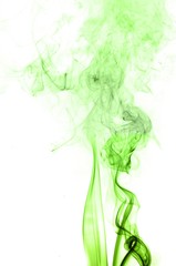 green smoke on a white background,Abstract green smoke swirls over white background, fire smoke