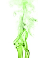 green smoke on a white background,Abstract green smoke swirls over white background, fire smoke