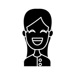 Woman smiling with eyes closed icon vector illustration graphic design