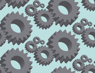 Seamless pattern cogwheel in 3D, vector
