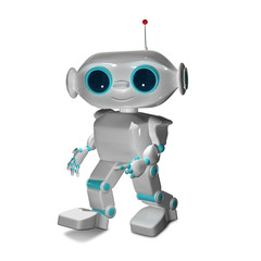 3D Illustration The Little White Robot