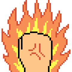 vector pixel art fist fire