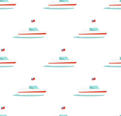 Seamless Pattern with Yacht Icon Isolated on White