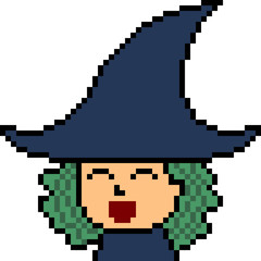 vector pixel art witch head