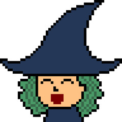 Fototapeta premium vector pixel art witch head
