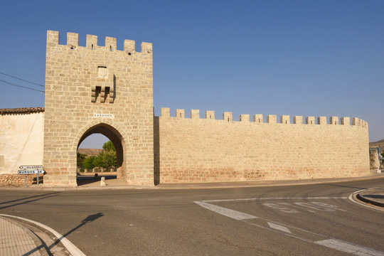 walls entrance of the village of Sasamon, Burgos province, Spain