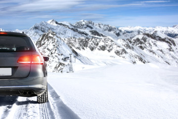 winter time and car on road 