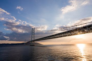 明石海峡大橋の夕焼け