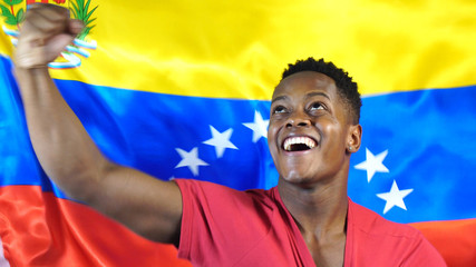 Venezuelan Guy with Venezuela Flag