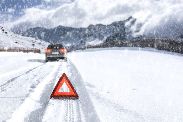 winter time and car on road 