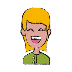 Woman smiling with eyes closed icon vector illustration graphic design