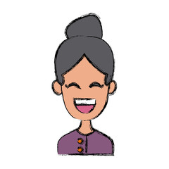Woman smiling with eyes closed icon vector illustration graphic design