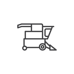 Combine harvester line icon, outline vector sign, linear style pictogram isolated on white. Symbol, logo illustration. Editable stroke