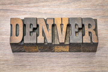 Denver word in vintage wood type