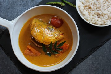 Spicy Fish head curry in coconut sauce