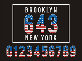 Brooklyn set Number Texture Flag United States, vector image