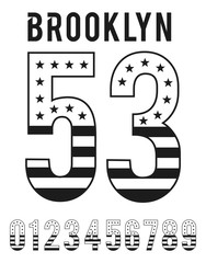 Brooklyn Set Number USA Black White