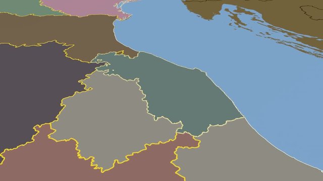 Marche - Italy, region extruded. Solids