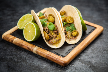 Mexican tacos with beef