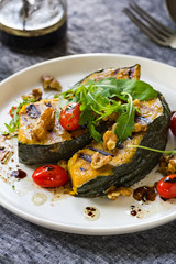 Grilled Pumpkin with Cherry Tomato and Walnut Salad