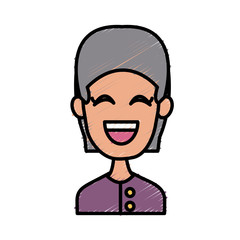 Obraz premium Woman smiling with eyes closed icon vector illustration graphic design