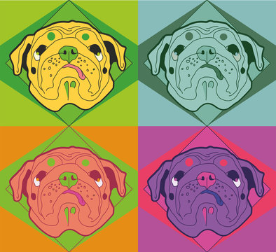  drawing blue pug print