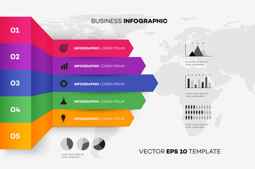 Full Editable Business Infographic. Vector Template And Mockup For Your Business Brochure Or Presentation Design