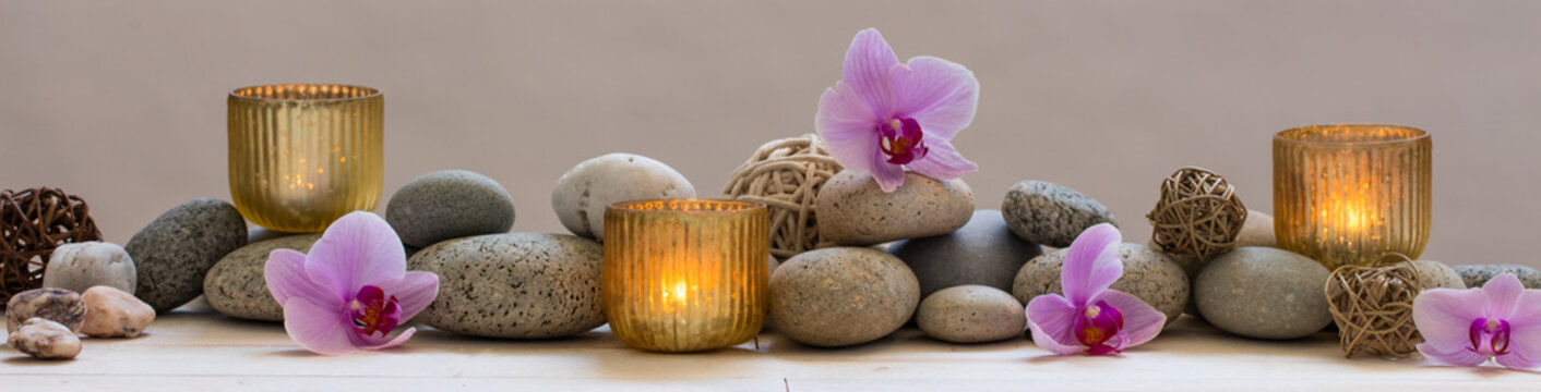 panoramic still life for harmony in spa, massage or yoga