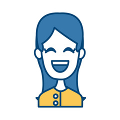 Woman smiling with eyes closed icon vector illustration graphic design