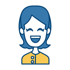Woman smiling with eyes closed icon vector illustration graphic design