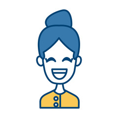 Woman smiling with eyes closed icon vector illustration graphic design