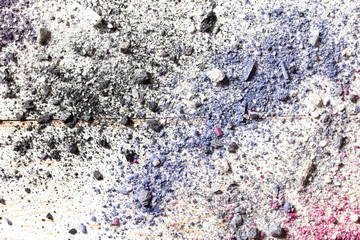 colorful pigments on white wood for beauty wallpaper, above view
