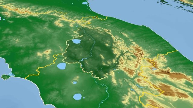 Umbria - Italy, region extruded. Bumps shaded
