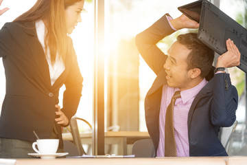 Close up Two angry business people partners quarreling in office on meeting