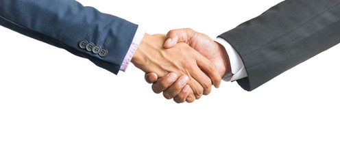 Bussines hand shaking will show succesful cooperation.isolated on white