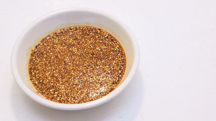 Sauce for chicken wrapped in pandan has clipping paths