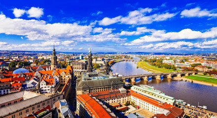 Fototapeta na wymiar Travel in Germany - panoramic view of beautiful Dresden