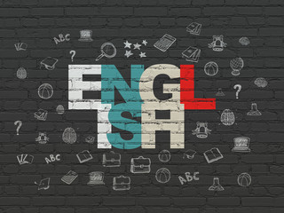 Studying concept: English on wall background