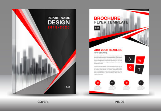 Black Color Scheme with City Background Business Book Cover Design Template in A4, Business Brochure flyer, Annual Report, Magazine, polygon vector