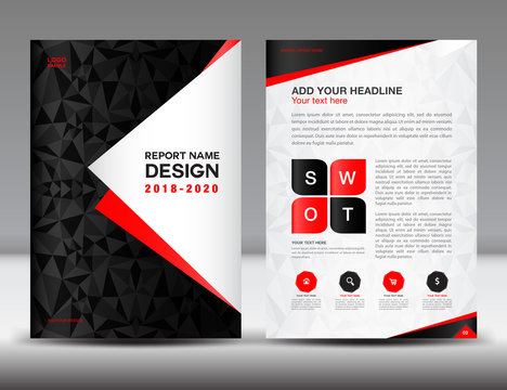 Annual report brochure flyer template, black cover design, business advertisement, magazine ads, catalog, book, infographics element vector layout in A4 size