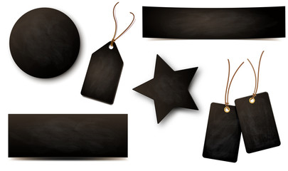 Kreidetafel - Etiketten und Banner Set mit Textur